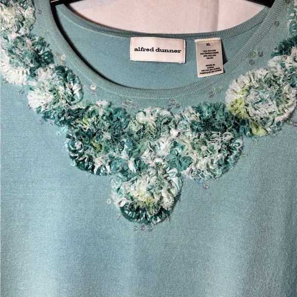 Alfred Dunner Teal Embellished Sweater (XL): - Picture 2 of 8